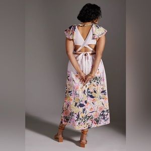 Anthropologie V-Neck Ruffle Midi Dress NWT